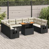vidaXL 10-dijelni set vrtnih sofa s jastucima crni od poliratana | shoptok.hr