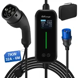 ev polnilec 7KW 32A tip II, dolžina 6 metrov, 1,77-palčni zaslon, nastavljiv 6A/8A/10A/10A/13A/16A/20A/24A/32A z indikatorjem polnjenja, (22127991)