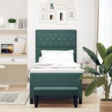  Postelja z vzmetnico z vzmetnico Temno zelena 90 x 200 cm Žamet, (5000128496) | Shoptok.si