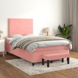 vidaXL Box spring postelja z vzmetnico roza 120x200 cm žamet Cene