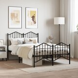 Maison Chic Kovinski Posteljni okvir - Dvoposteljna postelja - Zakonska postelja z vzglavjem in vznožjem črn 120x200 cm, (21696350) | Shoptok.si