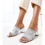 Gemre Silver block heel sandals with woven straps Gamboa | ePonuda.com