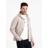 Ombre BASIC men's unbuttoned hooded sweatshirt - light beige | shoptok.hr