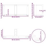  Noge za klubsko mizico v obliki črke T, 2 kosa, bele barve, 60x25x(30-31) cm, jeklo, (22123494) | Shoptok.si