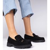 Gemre Black elegant eco-suede loafers with Marsella embellishment | Shoptok.si