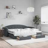 vidaXL Izvlečna dnevna postelja s predali temno siva 90x200 cm žamet | Shoptok.si