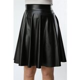 Dewberry 88854 Flared Faux Leather Skirt-BLACK Cijene