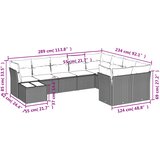  10-dijelni set vrtnih sofa od poliratana s jastucima sivi | shoptok.hr