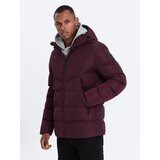 Ombre Men's winter jacket with unusual quilting - maroon | shoptok.hr