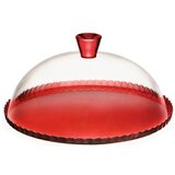 PASABAHCE Krožnik za torto Patisserie / s pokrovom / rdeča / 32cm, (21364537) Cene