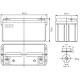 NPG12V-65Ah, gel battery, C20=65AH, T14, 350*168*179*179, 18,3KG, light grey