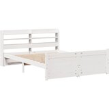 vidaXL Posteljni okvir z vzglavjem bel 140x200 cm trdna borovina, (21304229) | Shoptok.si