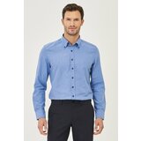 AC&Co / Altınyıldız Classics Men's BLUE Button-down Collar Tailored Slim Fit Oxford Shirt. Cene