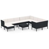  11-dijelna vrtna garnitura od poliratana s jastucima crna | shoptok.hr