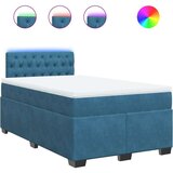vidaXL Box spring postelja z vzmetnico modra 120x190 cm žamet | Shoptok.si
