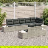  8-delna vrtna sofa z blazinami svetlo siva poli ratan, (22091200) | Shoptok.si