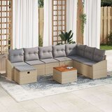  9-delni set vrtnega kavča s blazinami bež poli ratan, (22092555) | Shoptok.si