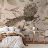  Foto tapeta - Bird among the leaves - floral motif with a flying peacock in cool tones 500x350 Premium | shoptok.hr
