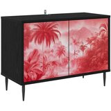 vidaXL TV ormar AACHEN 69 x 33 x 50 5 cm Crni hrast Konstruirano drvo - Ružičasti uzorak palme | shoptok.hr