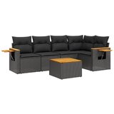 vidaXL Vrtna sedežna garnitura 6-delna z blazinami črna poli ratan, (21083006) | Shoptok.si