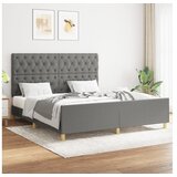  Posteljni okvir z vzglavjem temno siv 160x200 cm blago | Shoptok.si