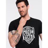 Ombre Men's motorcycle style printed t-shirt - black Cijene