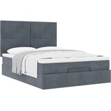 vidaXL Otomanski posteljni okvir z vzmetnicami siv 140x190cm žamet | Shoptok.si