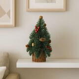  Dekorativno božićno drvce na deblu, crveni češeri od jarebike 26 x 12 cm | shoptok.hr
