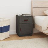 The Living Store Nočna omarica siva 40x34x55 cm trdna borovina - Nočna Omarica, (21433770) | Shoptok.si