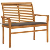 The Living Store Vrtna klop s taupe blazino 112 cm trdna tikovina - Vrtna Klop, (21464578) Cene