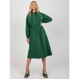 Fashion Hunters Dark green flared sweatshirt dress with a hood | shoptok.hr
