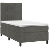 Box spring krevet s madracem tamnosivi 90x190 cm baršunasti | shoptok.hr