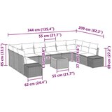 vidaXL set namještaja za vrt od 11 dijelova s jastučićima Crni poly ratan Akacia | shoptok.hr