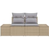  Vrtni kauč s jastukom s pohranom Bež 184 x 62 x 69 cm poliratan | shoptok.hr