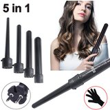 Venisymlis 5-v-1 set keramične palice za kodranje z rokavicami, odpornimi na vročino, (22096834) | Shoptok.si