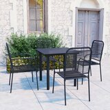 The Living Store Vrtna jedilna garnitura 5-delna črno steklo in jeklo - Vrtna Jedilna Garnitura, (21479766) | Shoptok.si