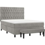  Krevet s oprugama i madracem svjetlosivi 140x190 cm baršunasti | shoptok.hr