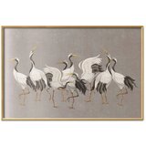  Plakat - Crane Dance - light bird silhouettes on a warm-gray textured background 42x29.7 Zlatni okvir | shoptok.hr