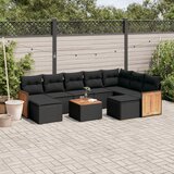 vidaXL 10-dijelni set vrtnih sofa s jastucima crni od poliratana | shoptok.hr