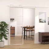 vidaXL Drsna vrata ESG steklo in aluminij 76x205 cm bela Cene