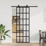 vidaXL Drsna vrata z opremo črna 76x205 cm ESG steklo | Shoptok.si