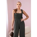 Kesi Waisted jumpsuit with a draped top in khaki Cene