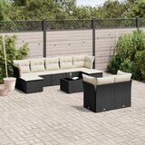  10-dijelni set vrtnih sofa s jastucima crni od poliratana | shoptok.hr