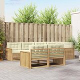  Set vanjskih sofa 7 kom. Bijela i krem Poliester Smeđa 327 x 168,5 x 73 cm | Shoptok.si