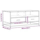 vidaXL Klubska mizica dimljen hrast 100x50x45 cm inžen. les in kovina | Shoptok.si