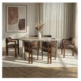 Hanah home Set Trpezarijski sto i 6 stolica Meridia 6 Travertine Walnut Brown Cene