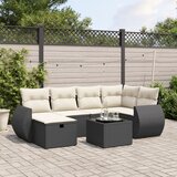 Maison Chic Seti vrtnega pohištva - Vrtna garnitura - Vrtni pohištvo set 7-delna z blazinami črn poli ratan, (21802084) | Shoptok.si