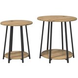  Set pomoćnih stolića s policom 2 pcs Umjetnički hrast i crna | shoptok.hr