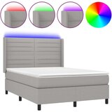  Box spring postelja z vzmetnico LED sv. siva 140x200 cm blago, (20789659) | Shoptok.si