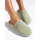 Shelvt Slip-on slippers with fur for women green | Shoptok.si